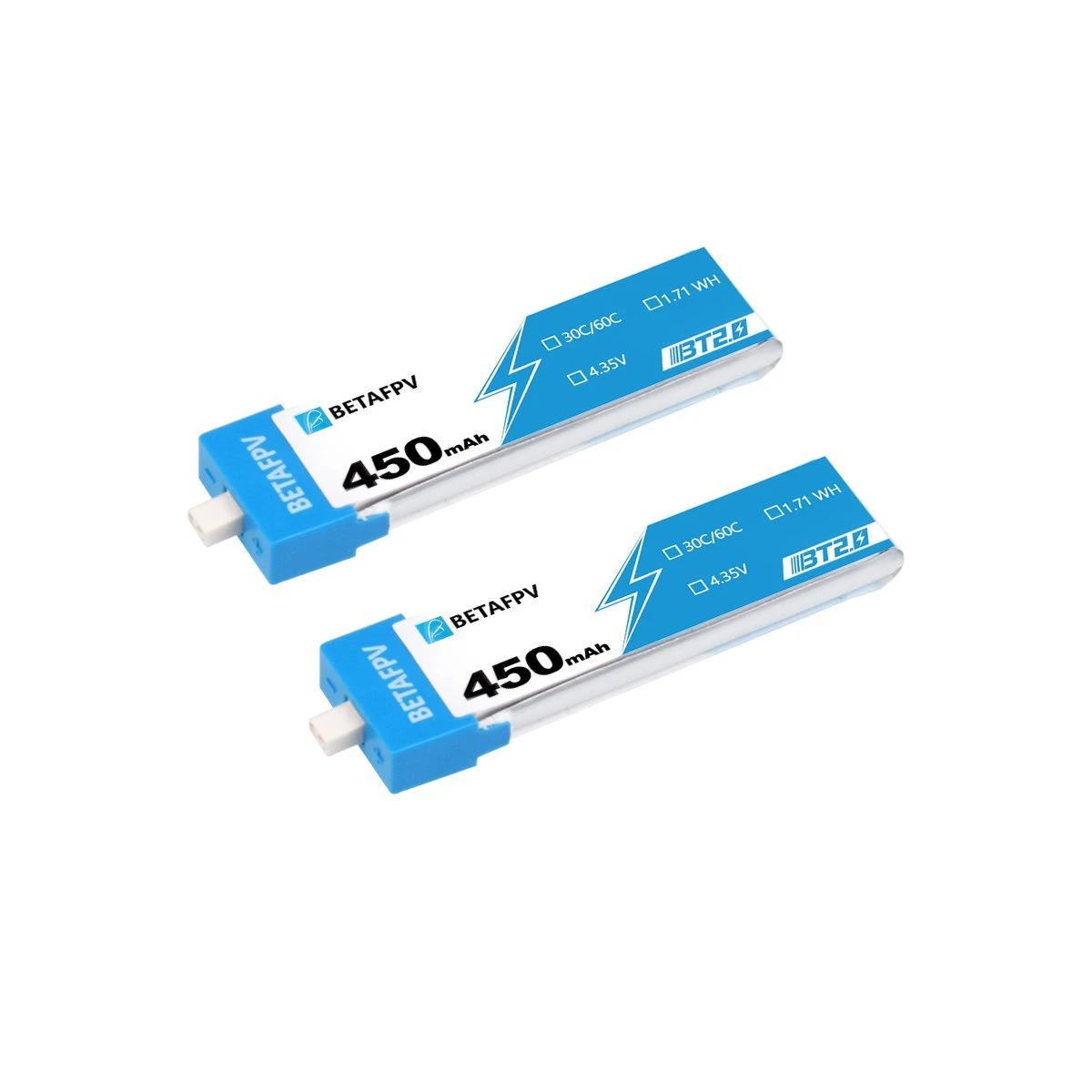 BetaFPV 3.8V 1S 450mAh 30C LiHV Whoop/Micro Battery 4 Pack - BT2.0 - Image 3