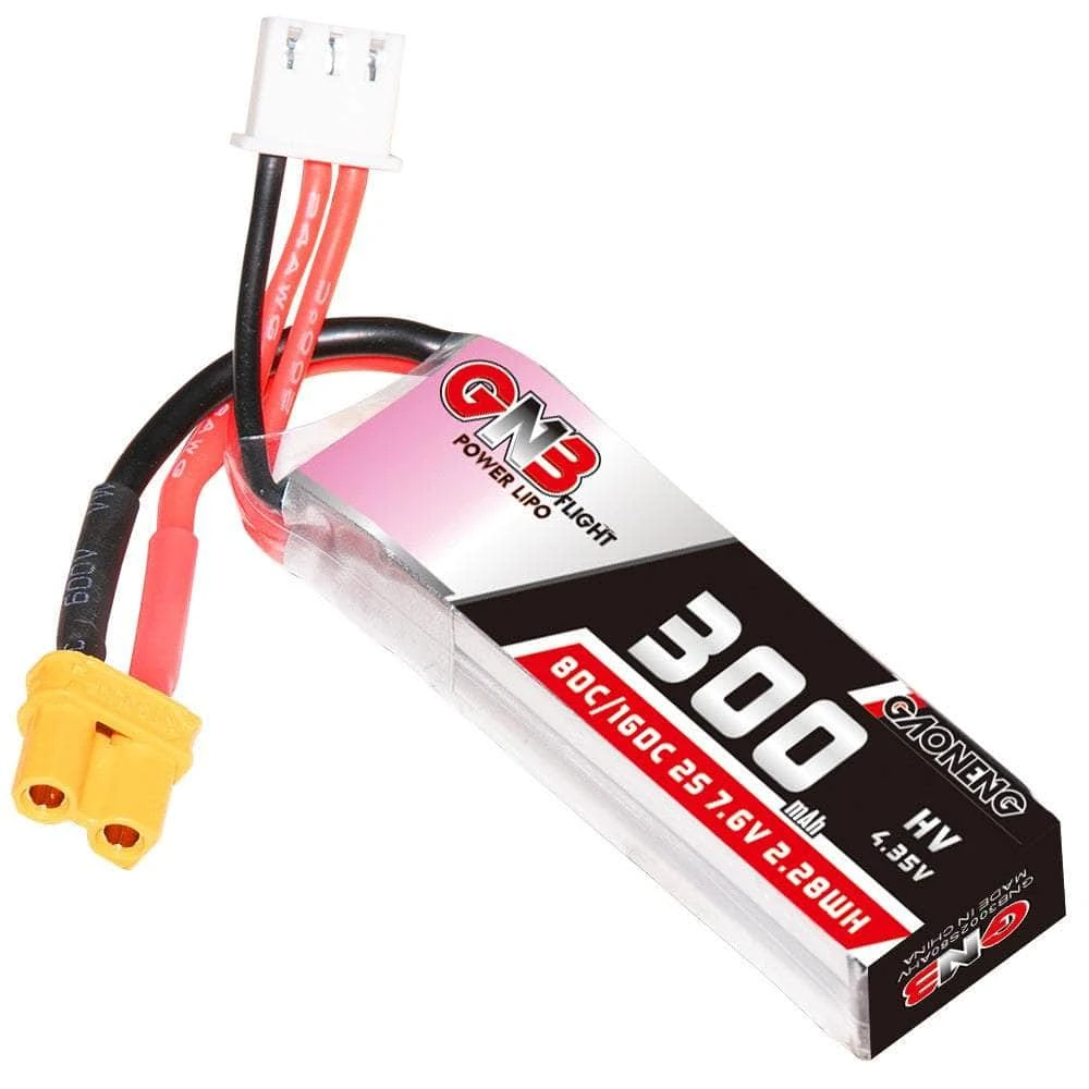 Gaoneng GNB 3.6V 2S 300mAh 80C LiHV Whoop/Micro Battery W/ Cabled Connector - XT30 - Image 2