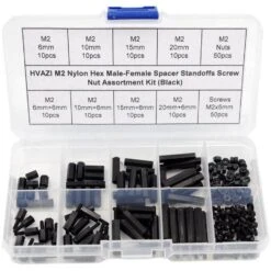 M2 Nylon Hex Male-Female Spacer Standoffs Screw Nut Assortment Kit (Black) For 2"/3" And 20x20 Rigs