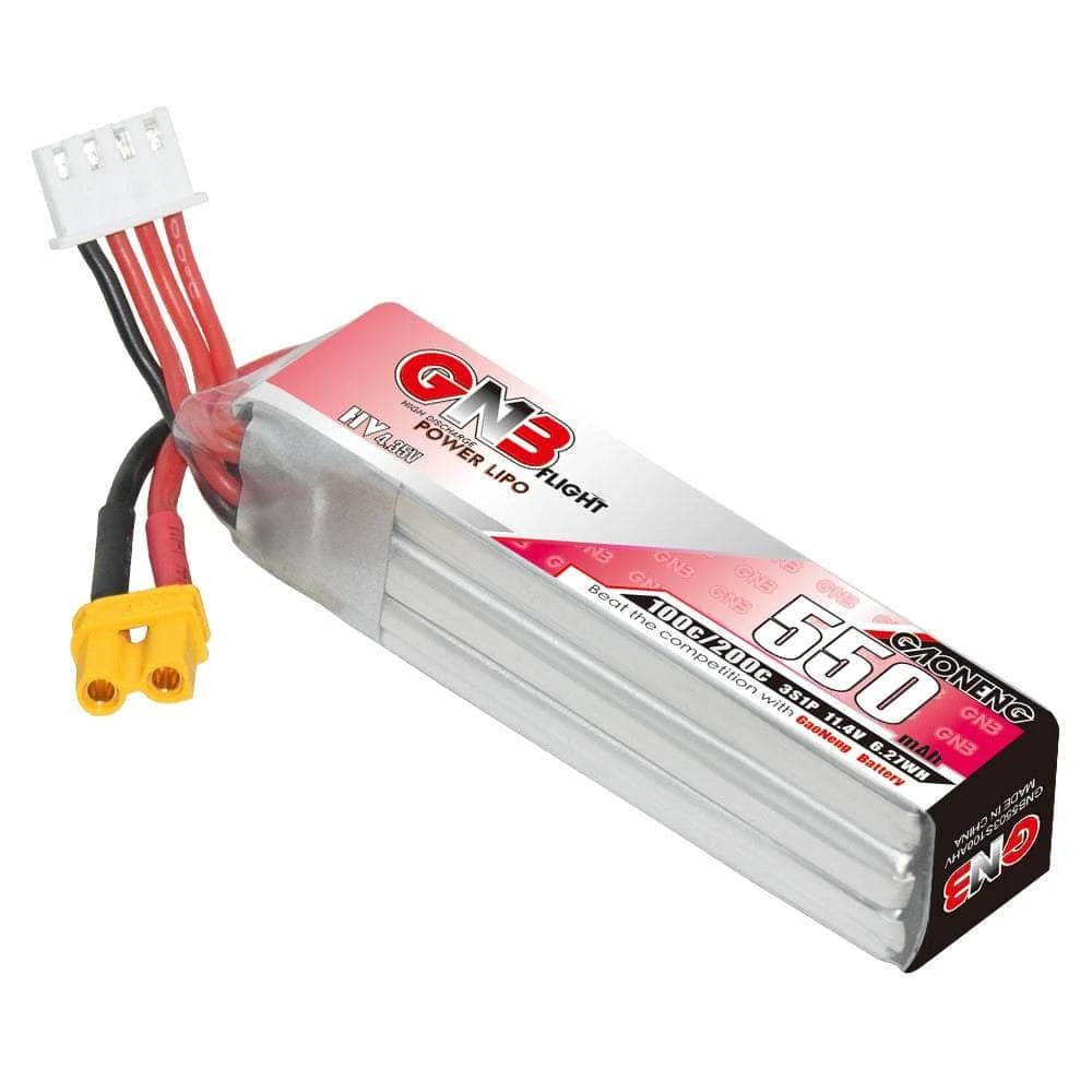Gaoneng GNB 11.1V 3S 550mAh 90C LiPo Micro Battery (Long Type) - XT30 - Image 2