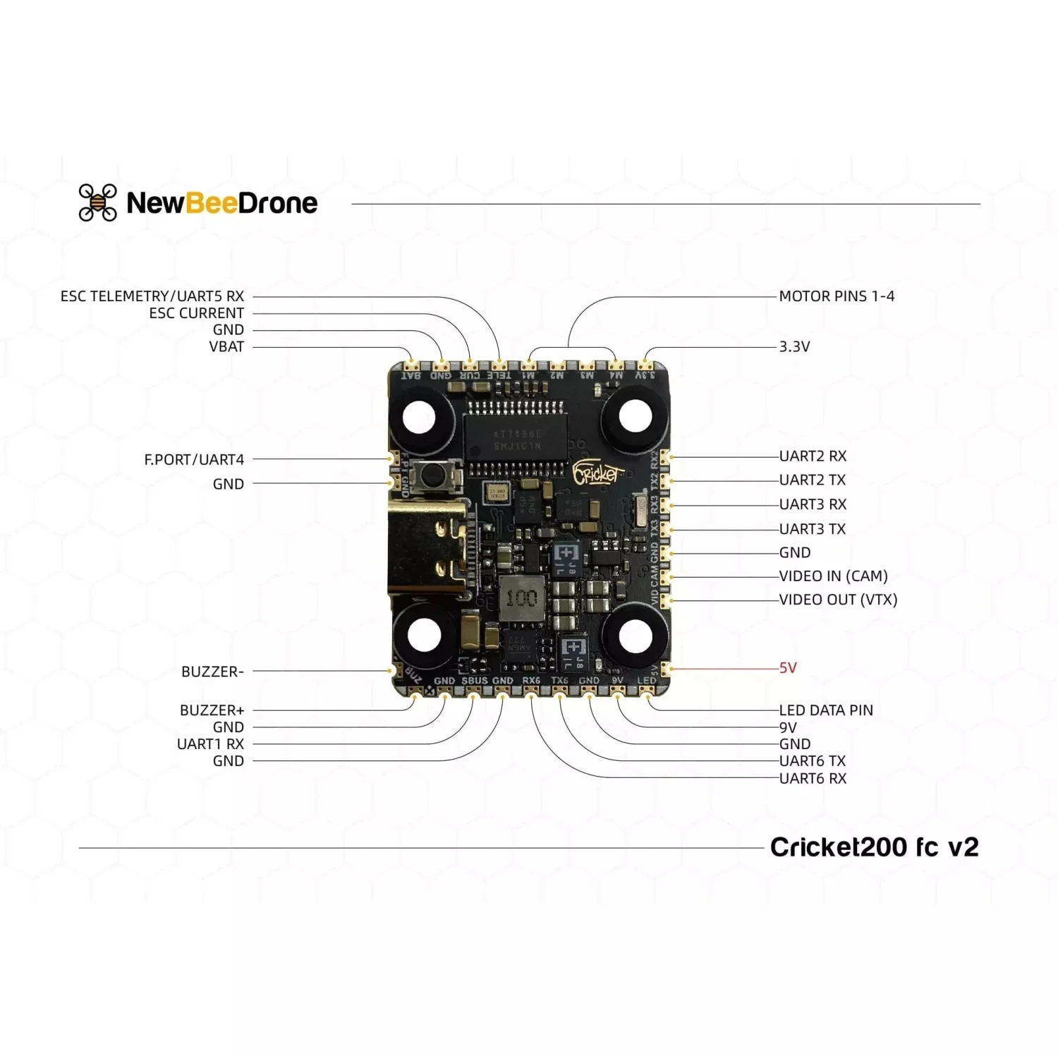 NewBeeDrone Cricket200 V2 F722 3-6S 20x20 Dual BMI270 Flight Controller - Image 6