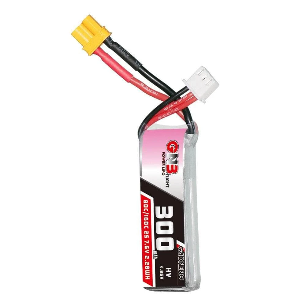 Gaoneng GNB 3.6V 2S 300mAh 80C LiHV Whoop/Micro Battery W/ Cabled Connector - XT30