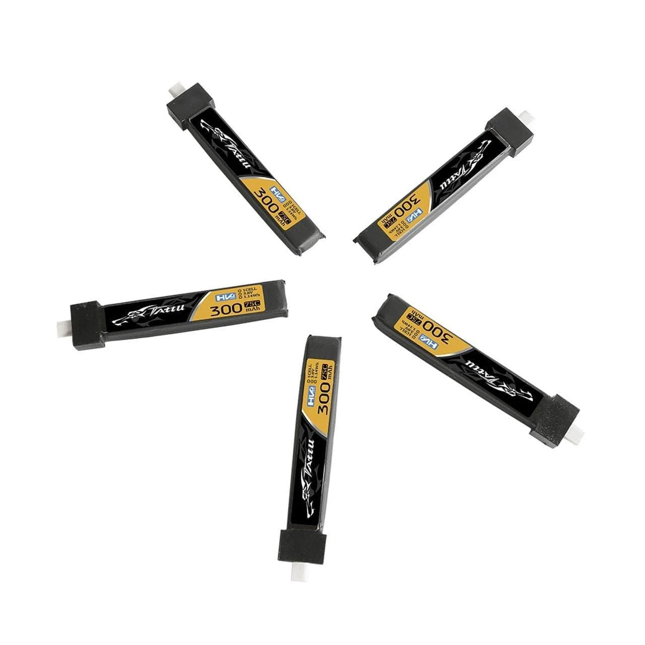 Tattu 3.8V 1S 300mAh 75C LiHV Battery 5 Pack - Choose Version - Image 4
